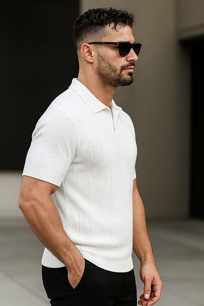 Delpino Πλεκτό Polo Neck Ανδρικό βαμβακερό T-shirt