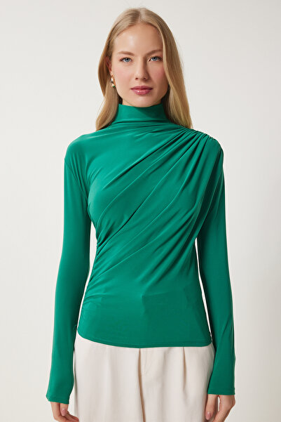 Lovelyİstanbul λεπτομέρεια με σούρες Μπλούζα Sandy ΖΩΝΤΑΝΟ ΠΡΑΣΙΝΟ LFF0001