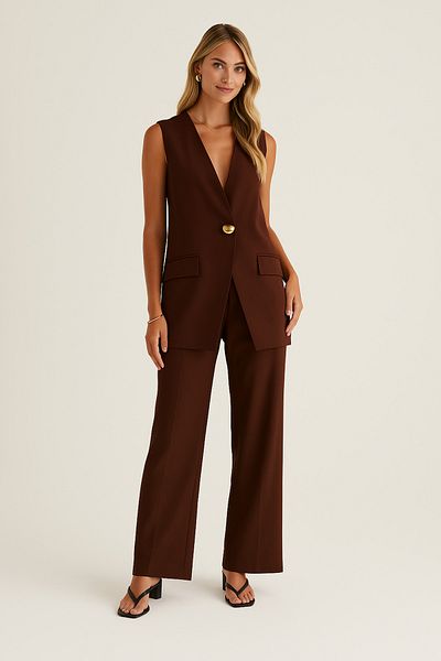 adorashop Elegant pants set with vest, slits and gold button 0125