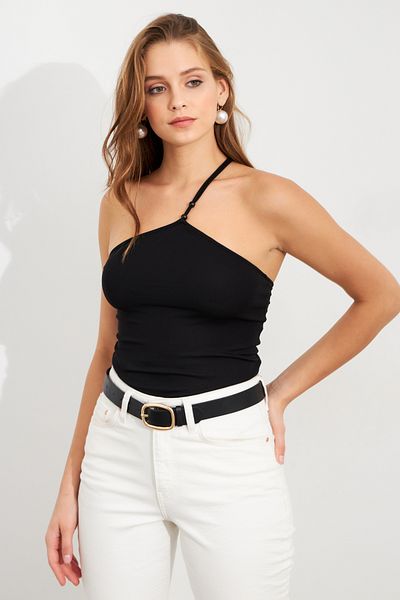 Cool & Sexy Women's Black Rope Strap Snap Body Zh014