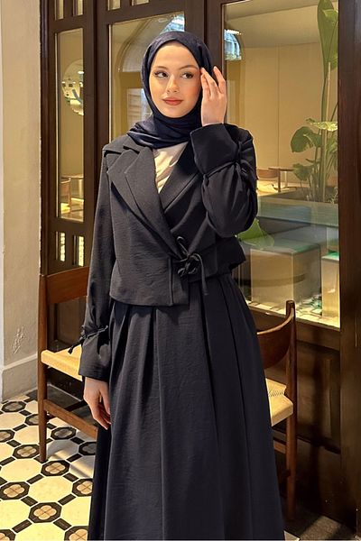 Ovn. Navy Blue Double Collar Jacket Set