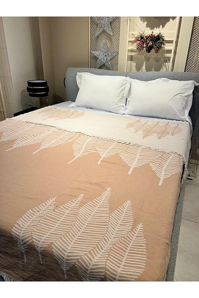 Explore Home Lenka - Double Cotton Bedspread - Light Brown