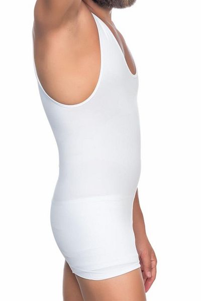 inkasole White Mi Emay E1003 V-Neck Men's Corset Undershirt
