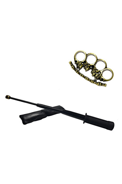 Depox Sada flexibilní teleskopické černé hole s tonfovou rukojetí 47 cm + dýk...