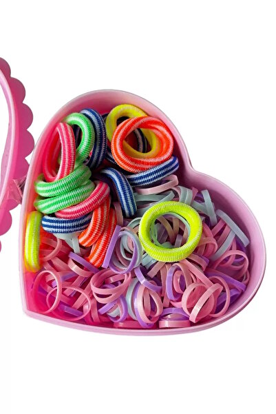 CAŞ DEKORASYON Σετ από λαστιχένιες αγκράφες σε ροζ χρώμα με φιγούρες καρδιάς