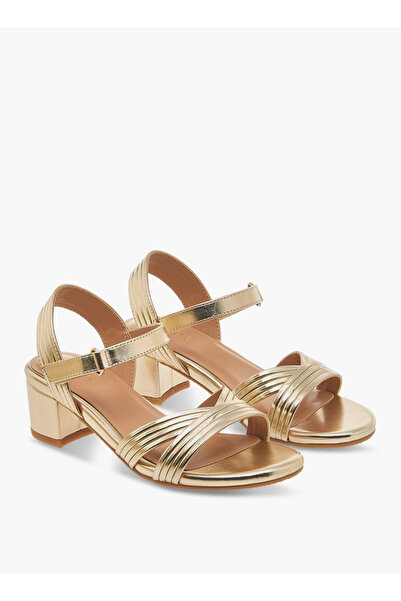 Celeste Girls Strappy Block Heel Sandals with Hook and Loop Closure