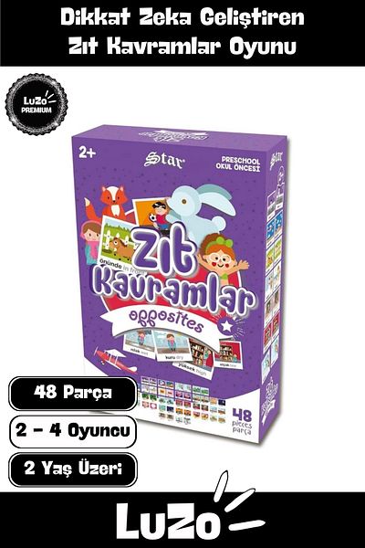LuZo Premium Educational Tutorial Developing Intelligence Hand Eye Coordination Mother Child 48 Pieces Opposite Concepts Game