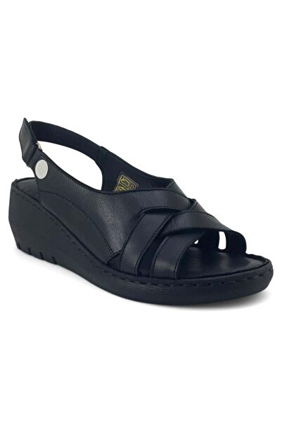 Mammamia 2510 Натуральна шкіра Жіночі сандалі на щодень - Чорні