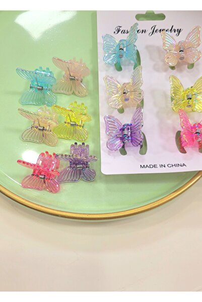 GÜLPEŞE 6 قطع مشبك مزلاج على شكل فراشة-2277