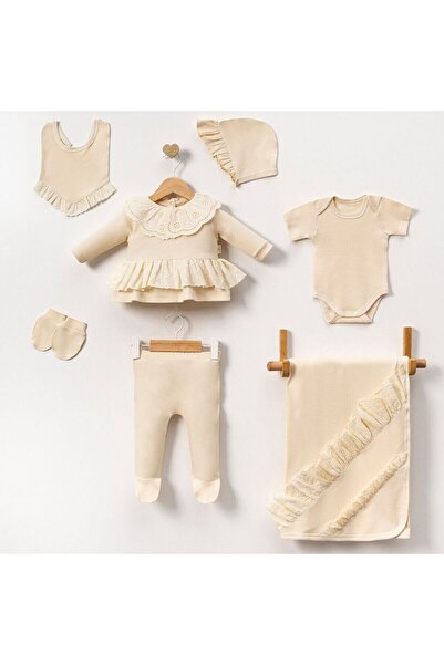 COLORFULLCLİPS Elegant Cream 7-Piece Hospital Discharge Set-0-3 Months