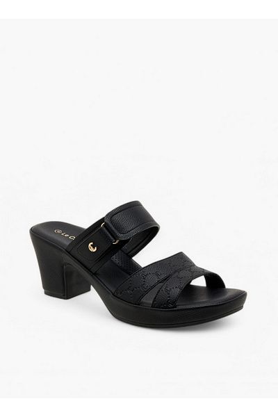 Le Confort Textured Slip-On Sandals with Block Heels