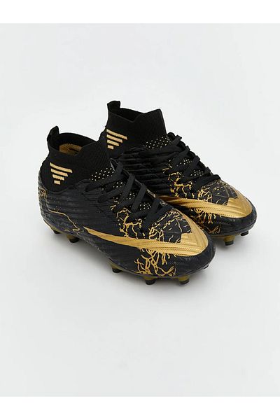 LC Waikiki Black Printed Boys' Football Boots