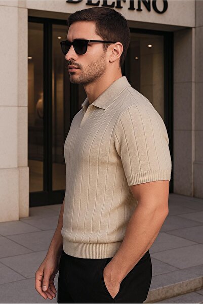 Delpino Πλεκτό Polo Neck Ανδρικό βαμβακερό T-shirt