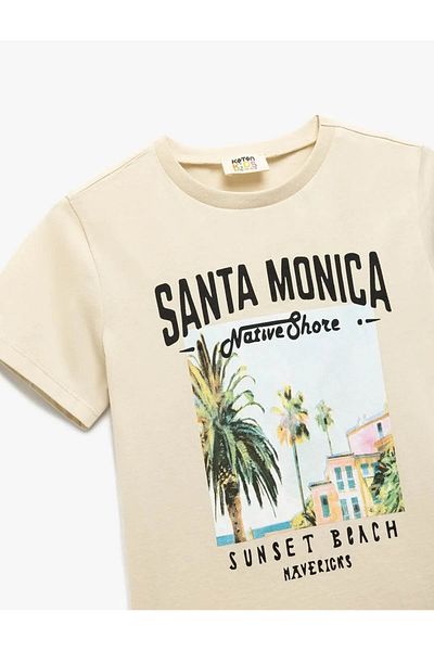 Koton Printed Crew Neck Short Sleeve Cotton T-Shirt