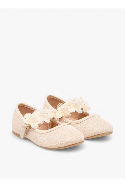Flora Bella by Shoexpress Floral Applique Ballerina Shoes with Hook and Loop Closure