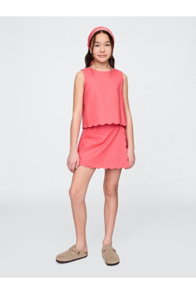 GAP Kız Çocuk Pembe Keten Pamuk Karışımlı Şort