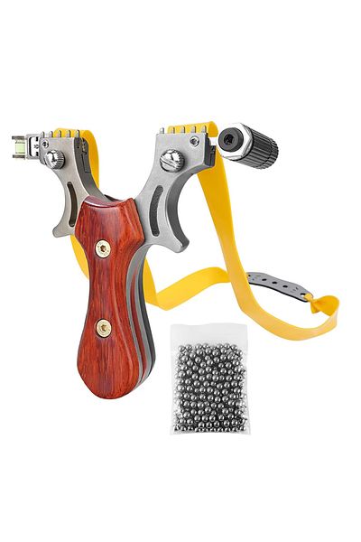 Depox Slingă laser IdeallStore®, Sling Queen, metal, 11,5 cm, cu boloboc, mâner din lemn, maro
