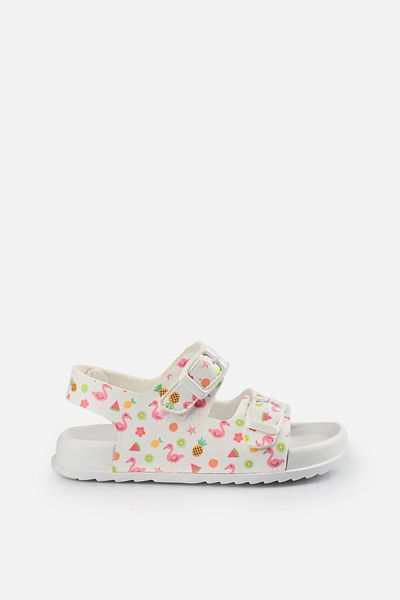 Vicco Miyu Ii Printed Girls Preschool White Sandals