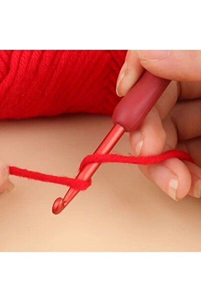 OZN AKSESUAR Κόκκινο βελονάκι με λαβή σιλικόνης