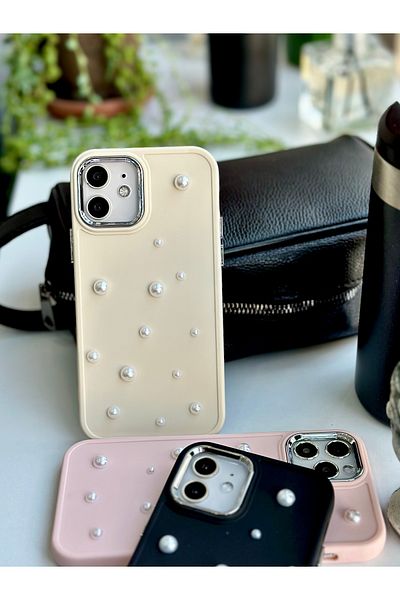 Go Aksesuar حافظة سيليكون مرنة متوافقة مع هاتف Iphone 12 و12 Pro مع لعبة بتصميم اللؤلؤ