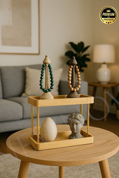 NEWNOW Bamboo 2-tier Organizer, Bamboo ράφι με μεταλλικά πόδια, ράφι για μπαχαρικά, ράφι οργάνωσης