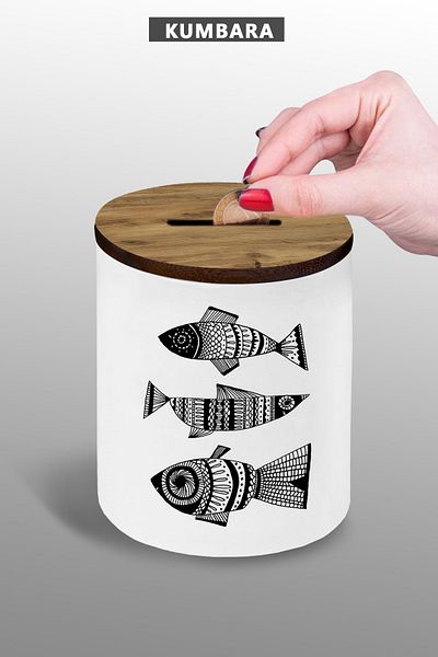 Bytwo Triple Fish Visual 9 cm Κεραμικό Κουμπαράς Μικρού Μεγέθους Επιτραπέζιο 25kmb76