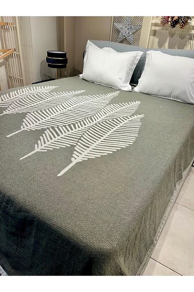 Explore Home Dark Green Enova Double Cotton Bedspread