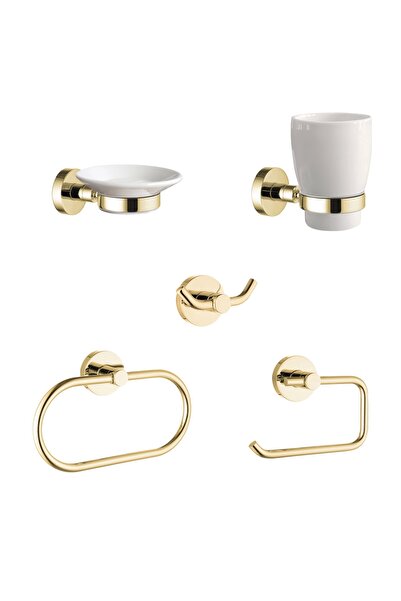 KALE طقم اكسسوارات بورسلين للحمام D100 ذهبي