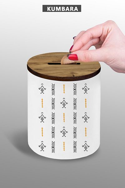 bymat Ethnic Pattern Piggy Bank - Ceramic 9 cm Small Size Table Top - 25 kg