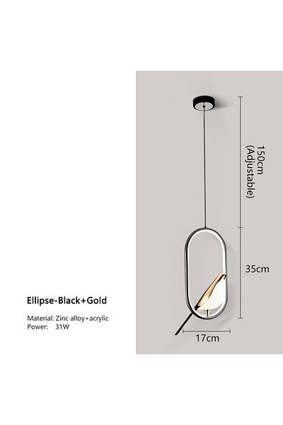 Choice Warm White Ellipse-black Gold Magpie Bird Led Cord Pendant Lamps Ac85-265v Indoor Led Chandelier Lig