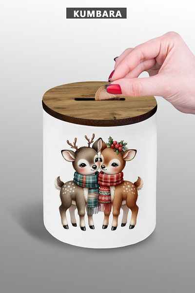 yhfoto Deer Design Ceramic Piggy Bank 9 cm Small Size Table Top