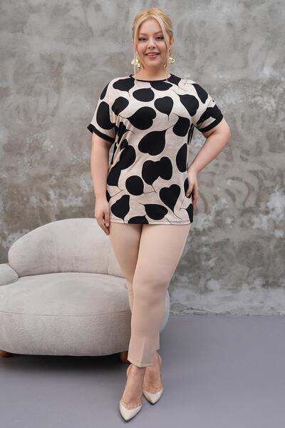 Siyezen بلوزة بأكمام جناح الخفاش منقوشة مقاس كبير