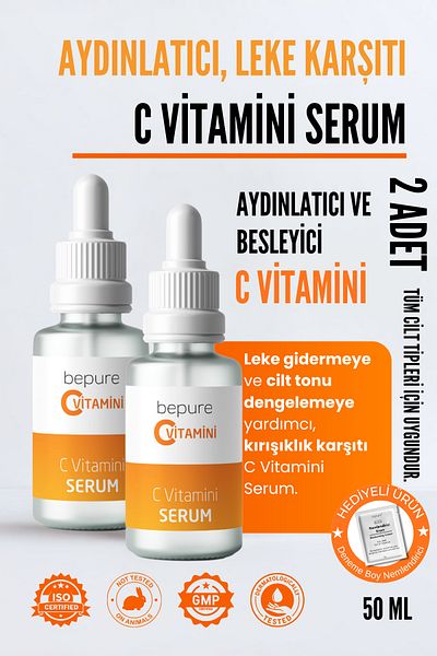 Bepure Vitamin C Serum, Brightening and Tone Equalizing Care Serum (2X30 ml)