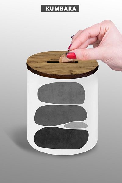 Bytwo 9 cm Ceramic Piggy Bank with Dark Stone Design - Large Size Review 25Km B92