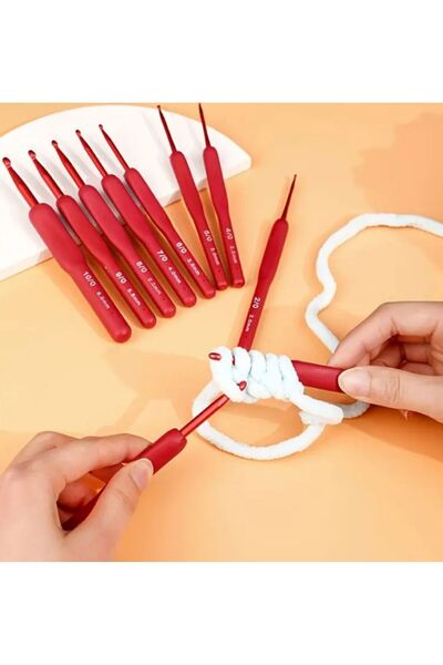 OZN AKSESUAR Κόκκινο βελονάκι με λαβή σιλικόνης