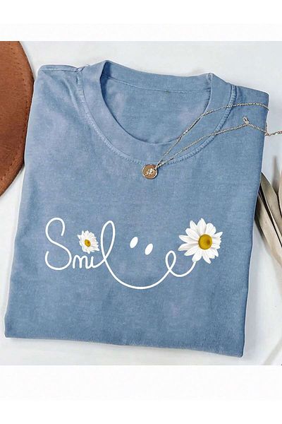 PENTHİLUS Tricou cu mânecă scurtă cu imprimeu floral cu margarete de vară pentru femei