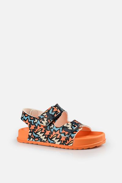 Vicco Miyu Ii Printed Unisex Preschool Orange Sandals