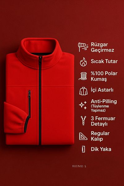 KaeLaurean Men's Anti-Pilling No Pilling Standard Fit Stand Collar Cold Proof Three Pocket Zipper Fleece