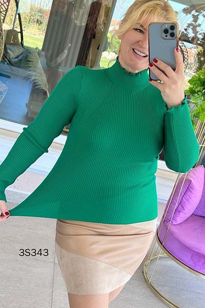 İnce Topuk Slim Ribbed Half Fisherman Knitwear Blouse 3S343