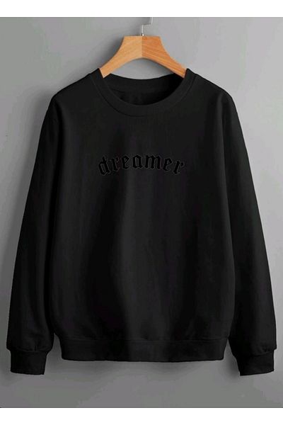 RPT MODA Oversized Dreamer Printed Detail Cycling Collar Basic Sweatshirt
