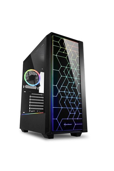 SHARKOON Carcasa Sharkoon RGB LIT 100, ATX, Sticla temperata (Negru)