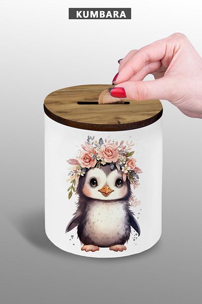 yhfoto Cute Baby Penguin Piggy Bank Ceramic 9 cm Small Size Tabletop Piggy Bank 25Kmb210