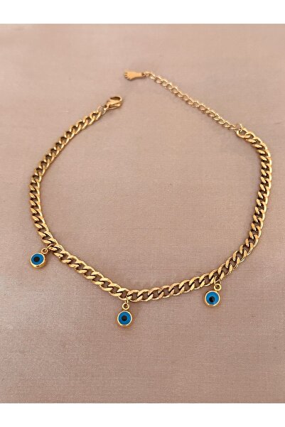emy by emel luxury silver jewelry Çelik Halhal Nazar Boncuklu Halhal Altın Ka...
