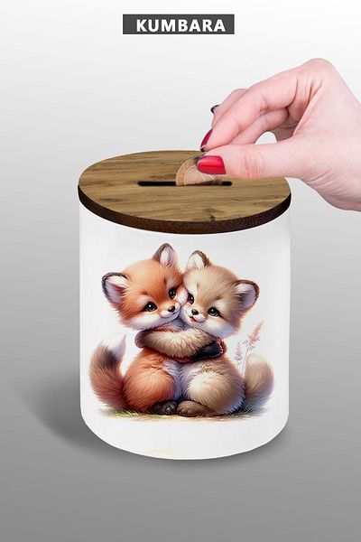 Bytwo Hugging Fox 9cm Ceramic Piggy Bank Small Size Table Top 25kg224