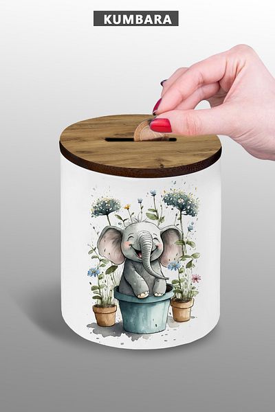 bymat Cute Elephant Design Piggy Bank 9 cm Ceramic Small Size Table Top 25Kmb201