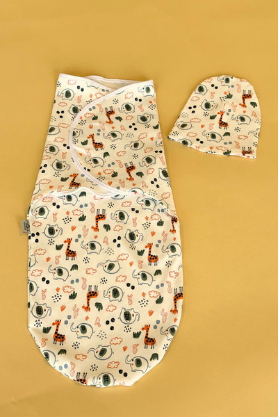 minial Minimal Baby Combed Cirt Swaddle Beanie