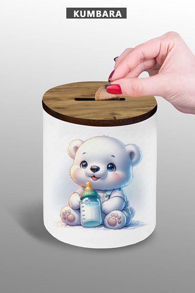 Bytwo Κεραμικός κουμπαράς 9 cm με οπτικό Baby Bear Μικρό μέγεθος στο τραπέζι 25kb208