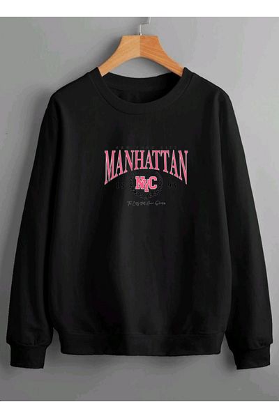 RPT MODA Oversized Manhattan Printed Detailled Crewneck Basic Sweatshirt