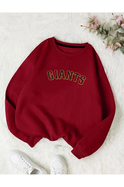 RPT MODA OVERSIZED GIANTS PRINTED BICYCLE COLLAR BASIC SWEATSHIRT