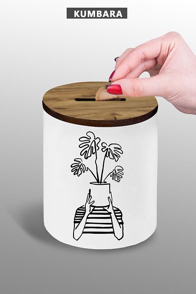 yhfoto Flower Vector Piggy Bank - Small Size, 9 cm Ceramic, 25kg/19